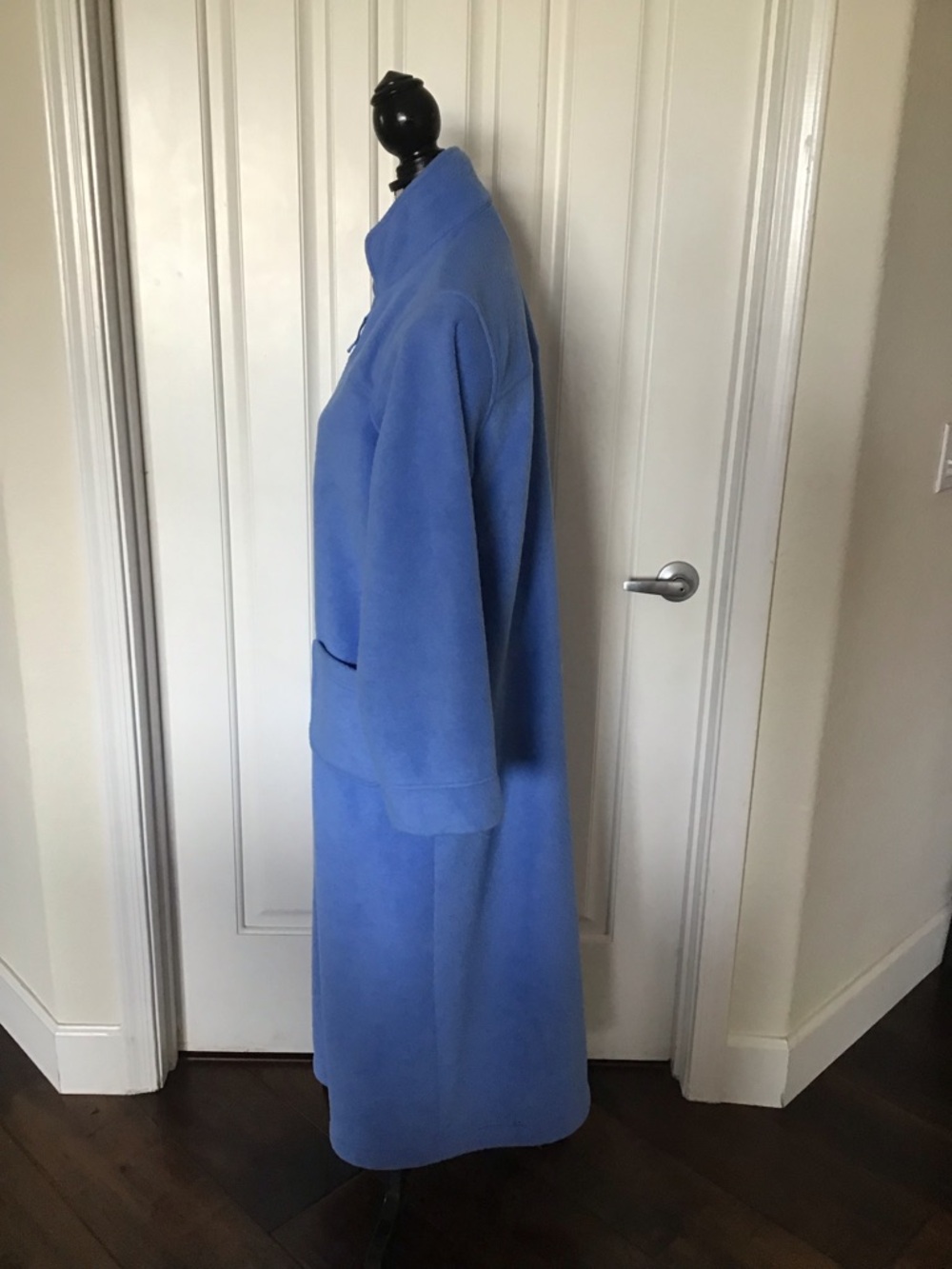 Long Blue Full-Zip Fleece Robe - Picture 3 of 8